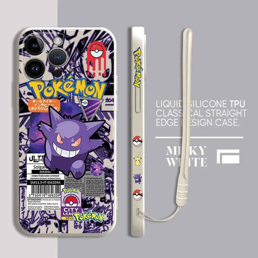 Pokemons Gengars Phone Case for iPhone 11 12 13 14 15 16 Pro Max XR XS 7 8 SE 15 Plus 13 Mini Cover