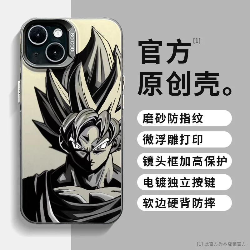 Dragons Balls Black Goku Phone Case For iPhone 16 15 14 13 12 11 Pro Max X XR XSMAX 8 7 Plus Candy Matte Shockproof Back Cover
