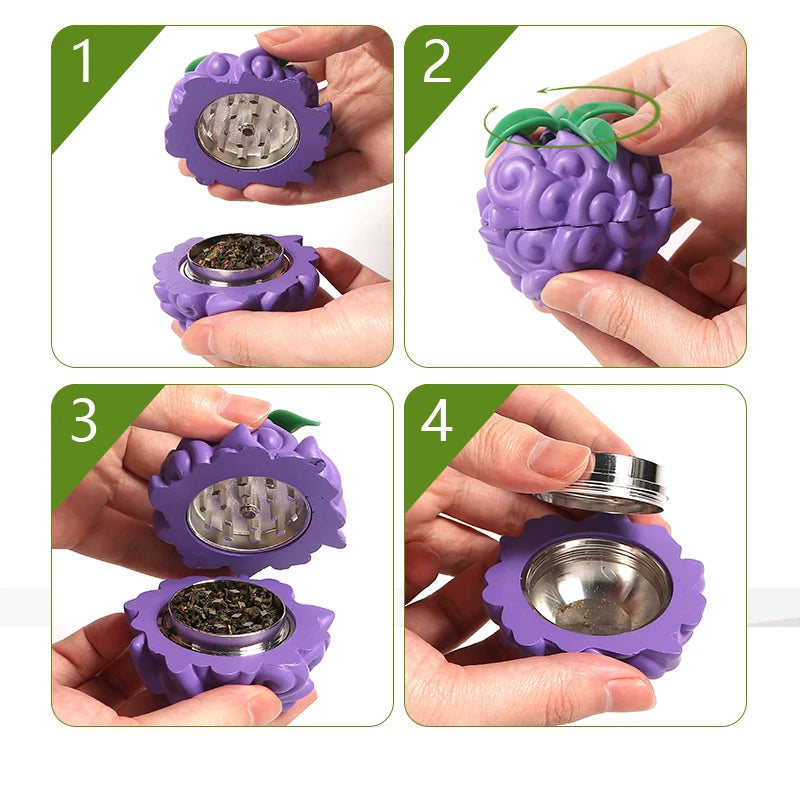 New Devil Fruit Cigarette Grinder Zinc Alloy 63-3 Layer Cigarette Crusher Multi Color Display Box Manufacturer Direct Sales