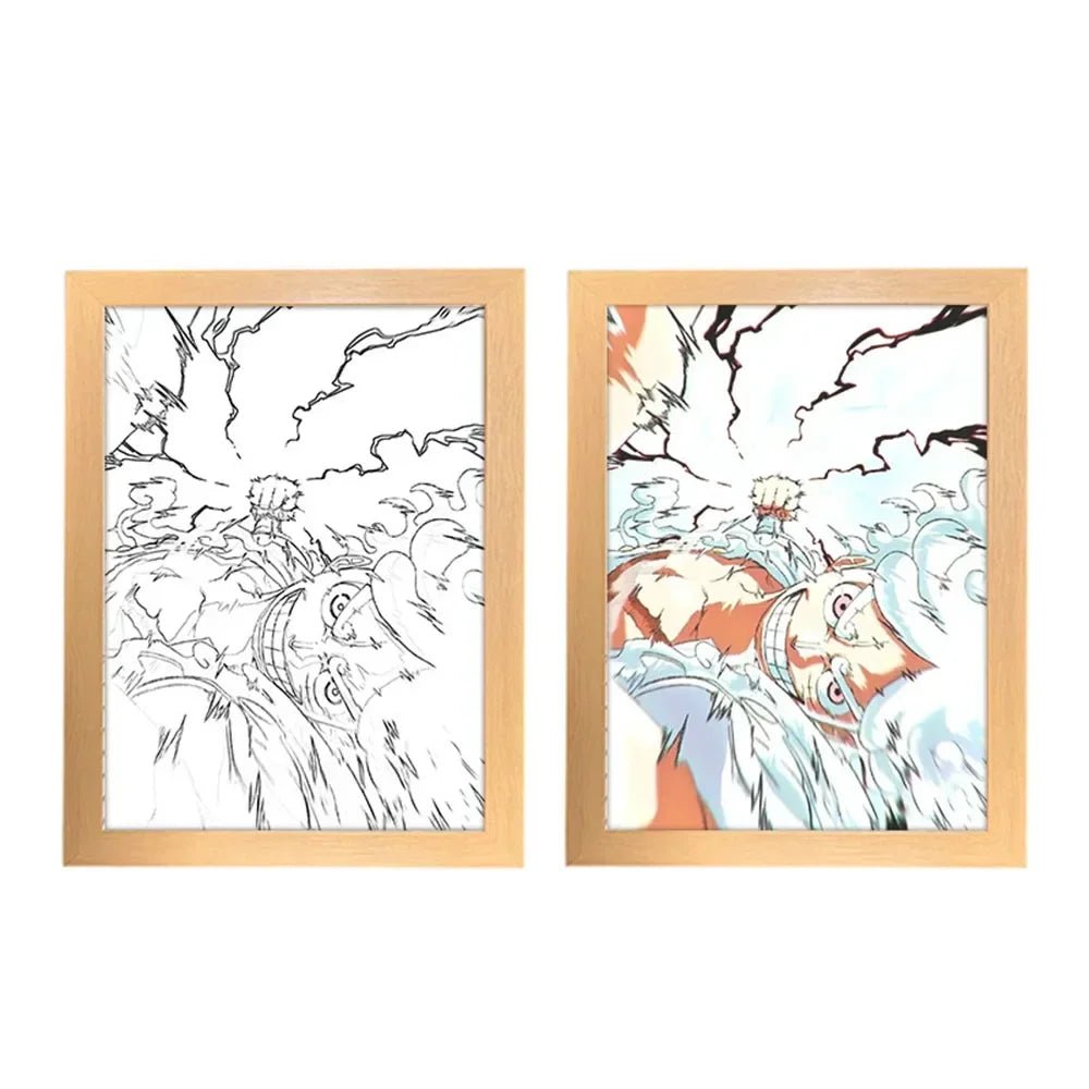 One Piece Creative Photo Frame Night Light Toy Anime Character Luffy Zoro Night Light Bedside Decoration Painting Christmas Gift