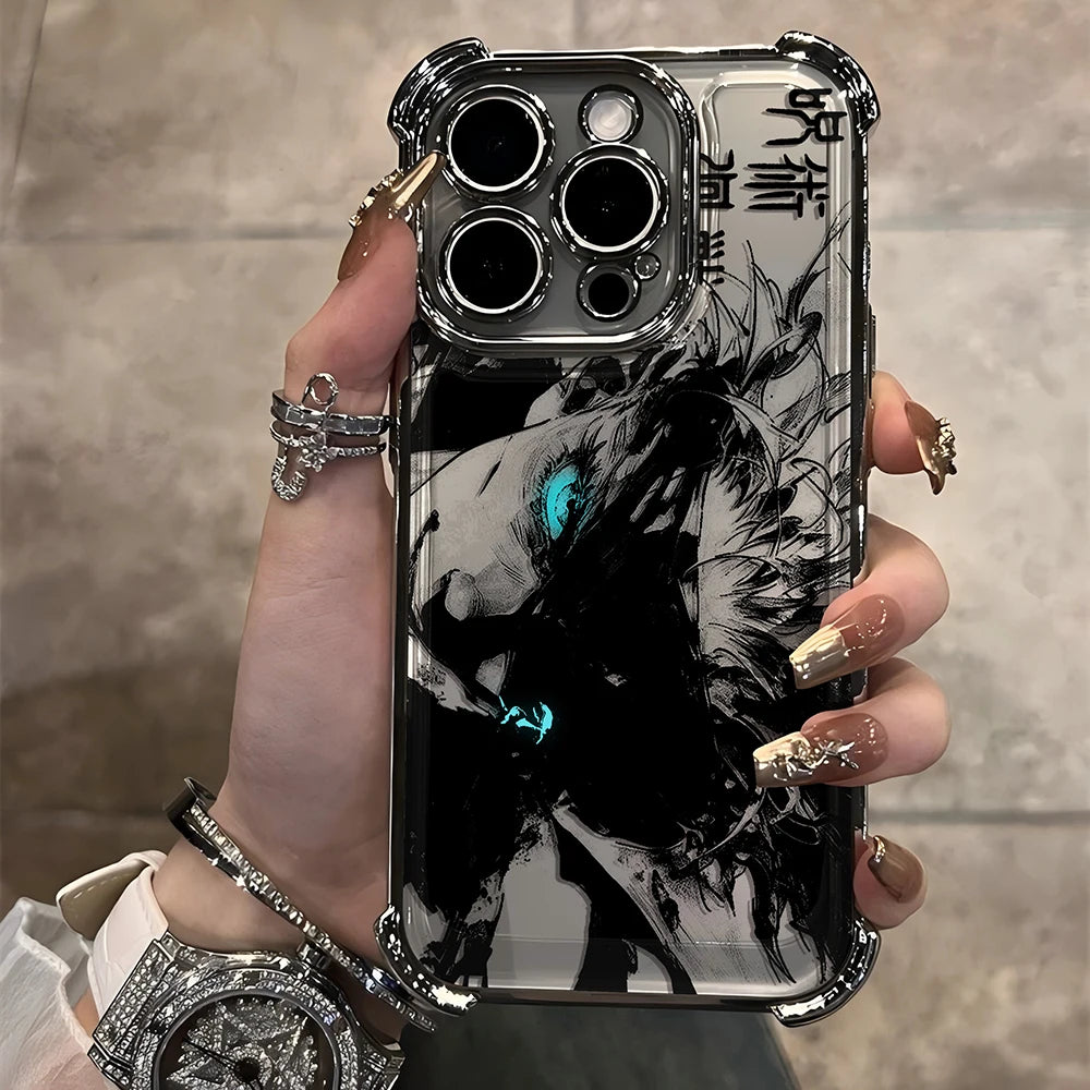 Jujutsu Kaisen Gojo Satoru New Plating Case For iPhone 16 15 14 13 12 11 Pro Max X XR XSMax 7 8 Plus Shockproof Anti-Fall Armor