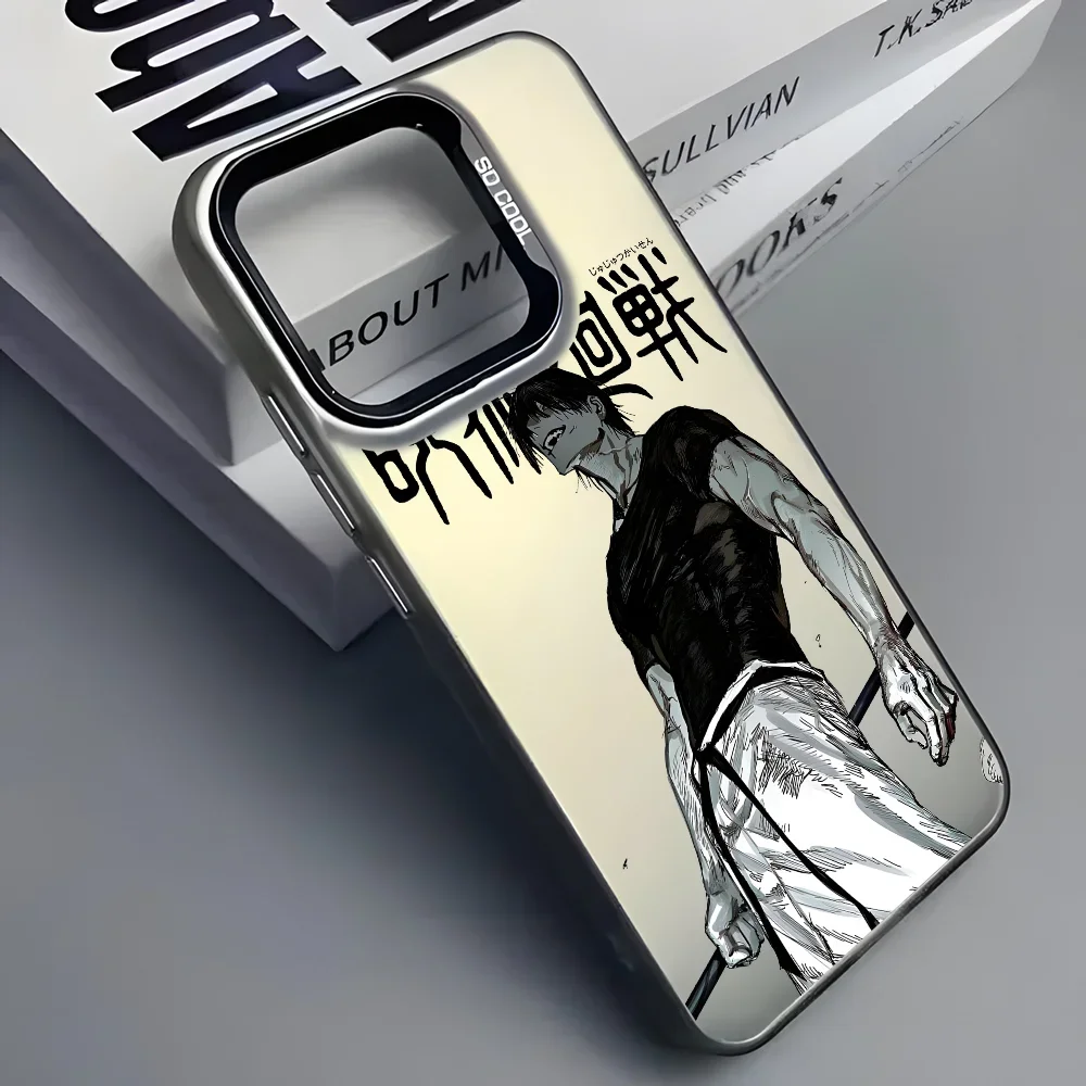 J-Jujutsu Toji Kaisen F-Fushiguro Phone Case for IPhone 16 15 14 13 12 11 Pro Max Independent Metal Button Silver Shell