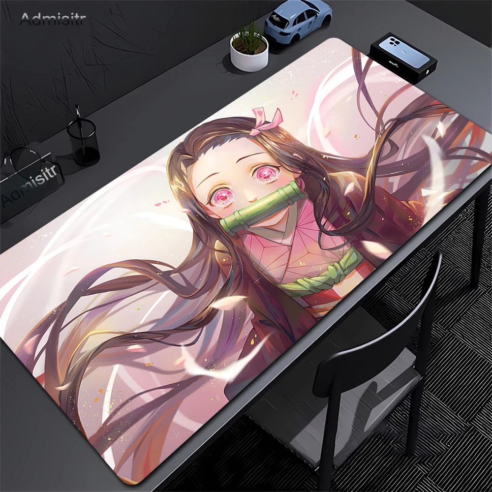 Anime Demon Slayer Gaming Mouse Pad Rubber Mat Deskmat Keyboard Pads Cartoon Cute Mousepad Kawaii Pc Accessories Mouse Mats Xxl