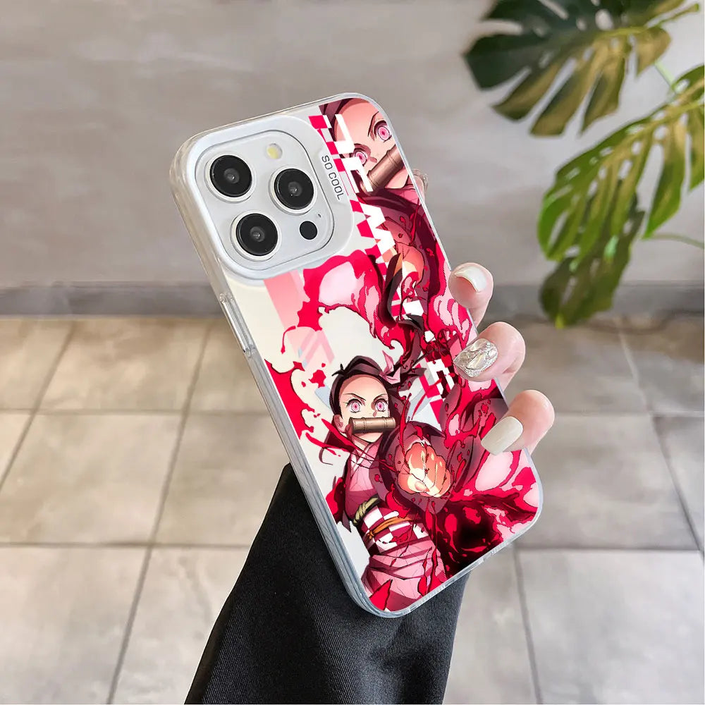 Hot Anime Demon Slayer Magsafe Magnetic Case for iPhone 11 12 13 14 15 16 Pro Max Plus Soft Silver Plated Anti Fall Cover