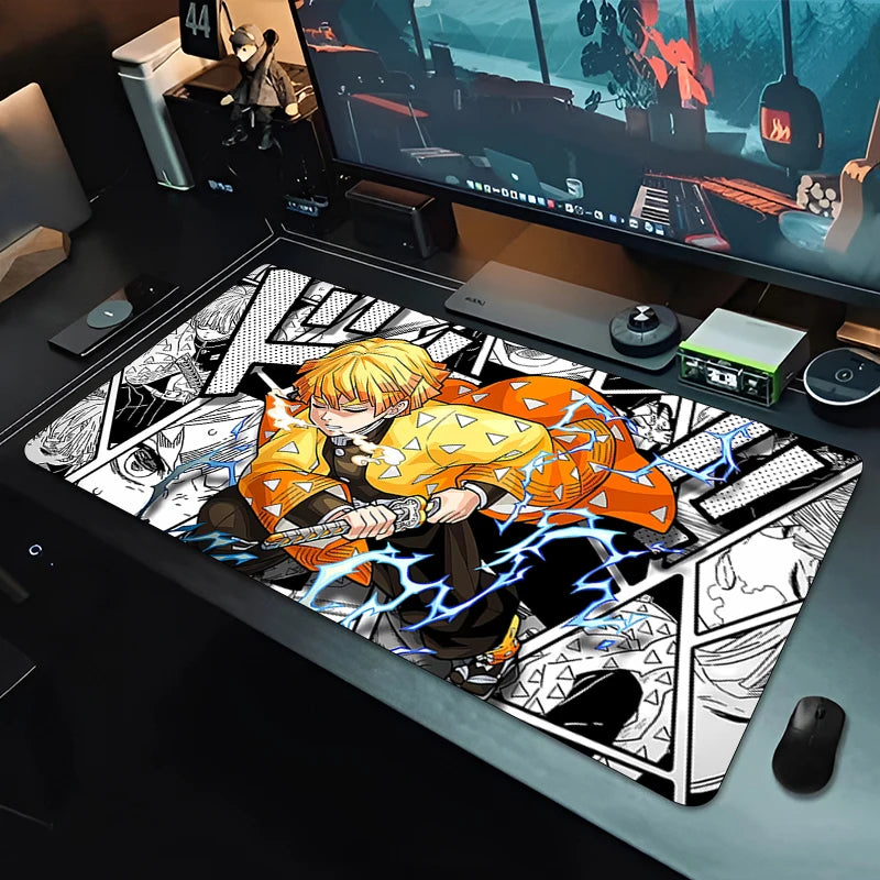 Demon Slayer Agatsuma Zenitsu Mouse Pad Gaming Accessories Office Gamer Desk Mat Non-Slip Laptop ground Large PC carpet Mousepad