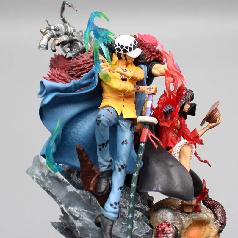 22cm One Piece Figurine Three Captain Anime Figure Kid Law Luffy Action Pvc Model Statue Doll Collection Decoration Toys Gifts