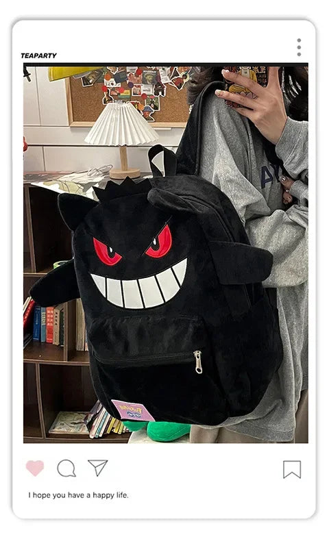 Gengar Backpack Trendy Cool Large Bag Cute Cartoon Kawaii Couple Gift Storage Toys Anime Accessories