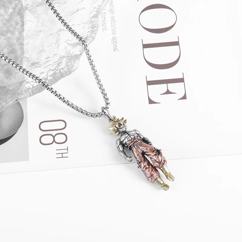 New Anime Cartoon Dragon Ball Z Super Saiyan Son Goku Alloy Electroplate Personality Hip Hop