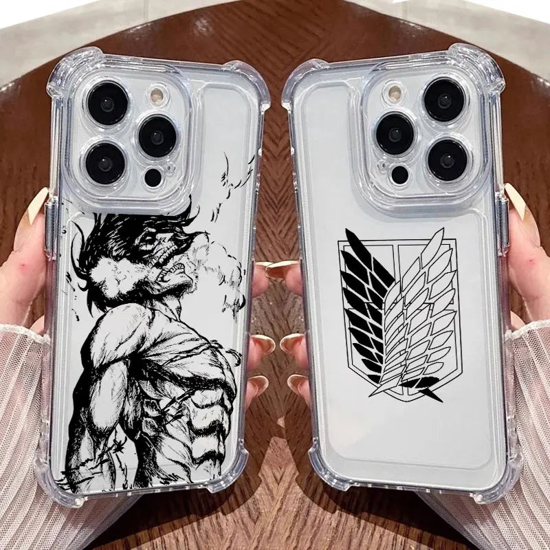 Anime Attack On Titan Hot Cool Phone Case Clear For iPhone 17 16 14 15 11 12 13 Pro Max 16E 16 Plus 17 Air Soft Shockproof Cover