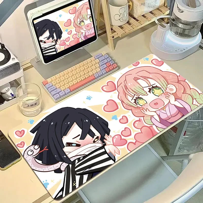Demon Slayer Inspired Large Mouse Pad - XXL Cute Kawaii Anime Desk Mat for Girls, Non-Slip Keyboard Cover for Office & Laptop