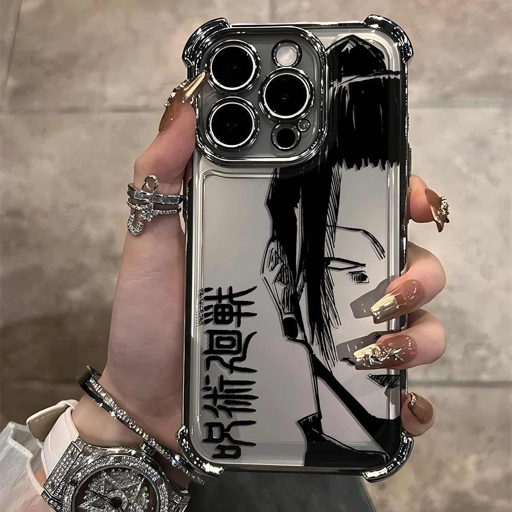 Jujutsu Kaisen Gojo Satoru New Plating Case For iPhone 16 15 14 13 12 11 Pro Max X XR XSMax 7 8 Plus Shockproof Anti-Fall Armor