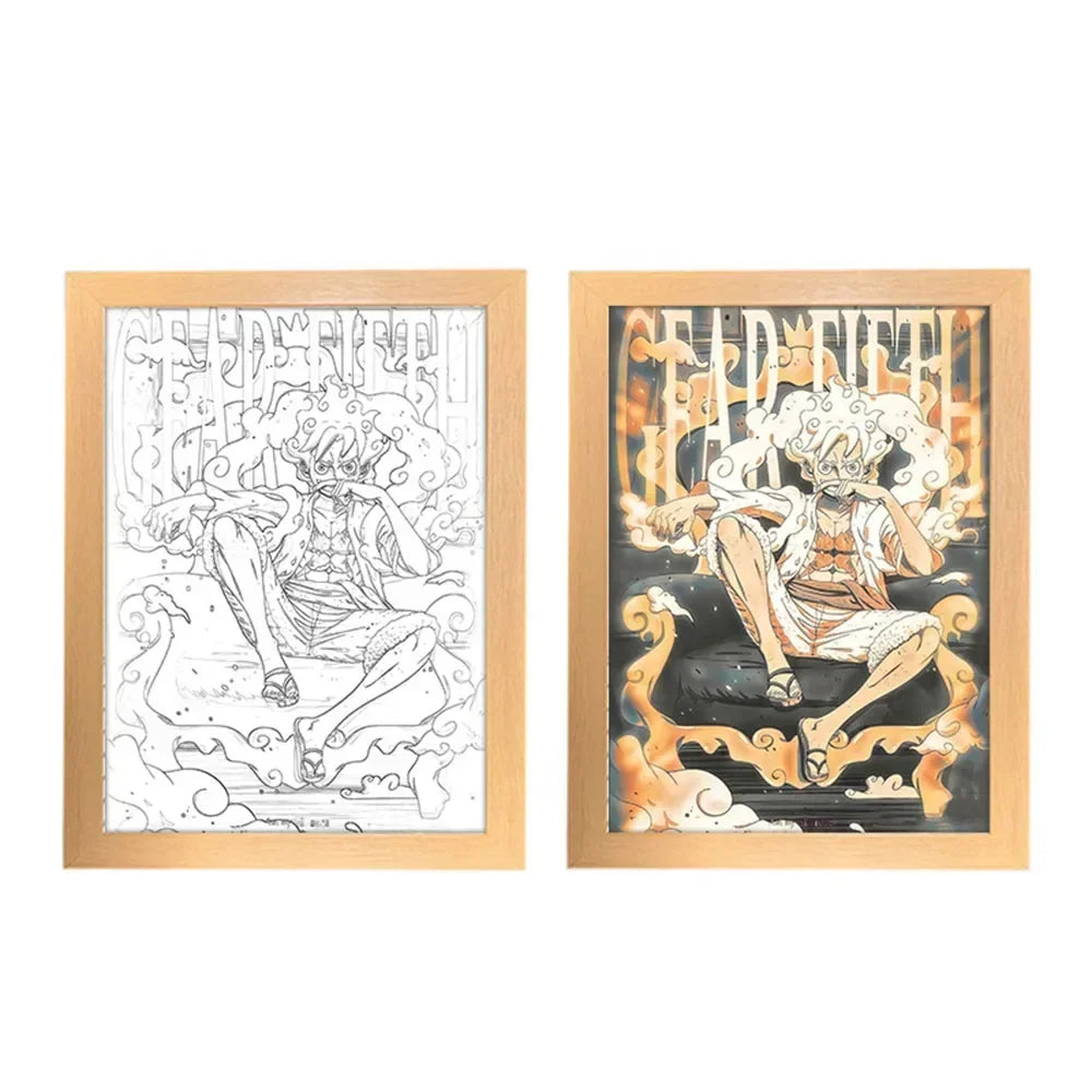 One Piece Creative Photo Frame Night Light Toy Anime Character Luffy Zoro Night Light Bedside Decoration Painting Christmas Gift