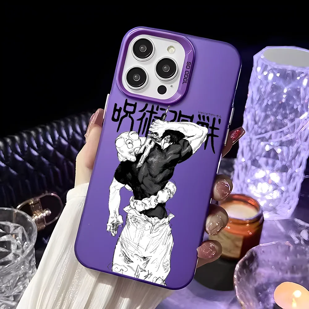 J-Jujutsu Toji Kaisen F-Fushiguro Phone Case for IPhone 16 15 14 13 12 11 Pro Max Independent Metal Button Silver Shell