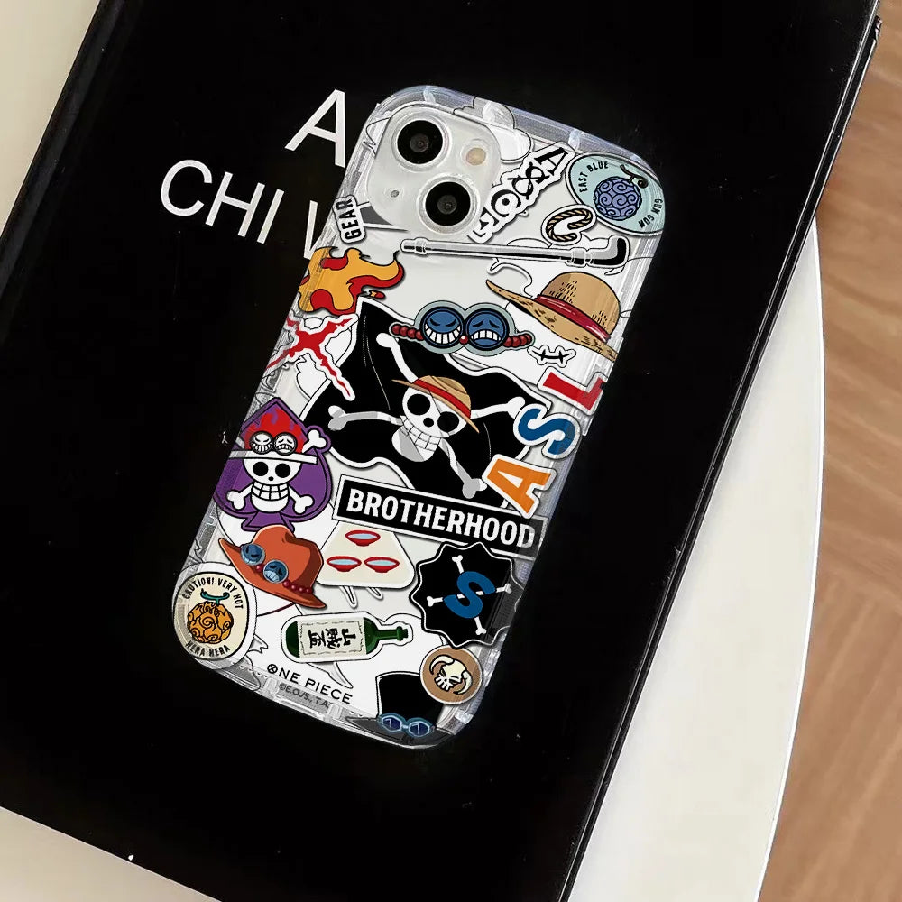 Anime O-One P-Pieces Clear Case for IPhone 16 15 14 13 12 11 Pro Max 14 15 7 8 Plus X XR XS Max SE2020 Airbag Shockproof Cover