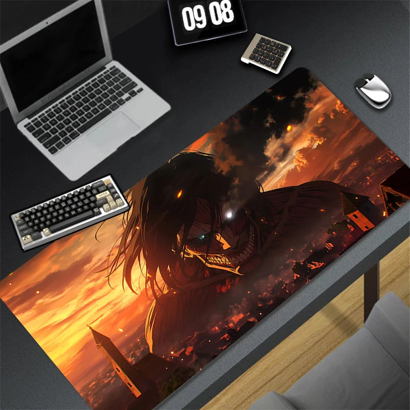 Computer Gaming Accessories Mousepad Office A-attack on Titan Eren Yeager Mouse Pad Keyboard Pad Desk Decoracion Anime Desk Mat