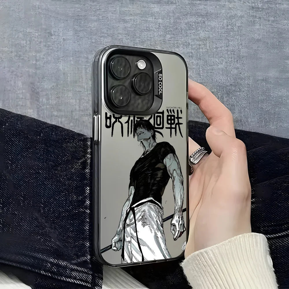 J-Jujutsu Toji Kaisen F-Fushiguro Phone Case for IPhone 16 15 14 13 12 11 Pro Max Independent Metal Button Silver Shell