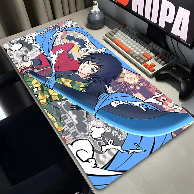 Mouse Pad Laptop Anime Extended Desktop Mat Computer Gamer D-demon Slayer Tomioka Giyuu Mousepad Gaming Accessories Keyboard Pad