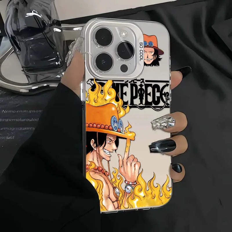 ONE PIECE Portgas D Ace Cool Cover For Apple iPhone 17 16 15 14 13 Pro Max Plus Colorful Silver Phone Case
