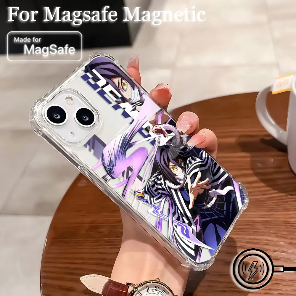 Anime Demons Slayers Magsafe Magnetic Phone Case for iPhone 16 15 14 13 12 11 8 7 Plus Mini Pro Max X XR Clear Anti Fall Cover