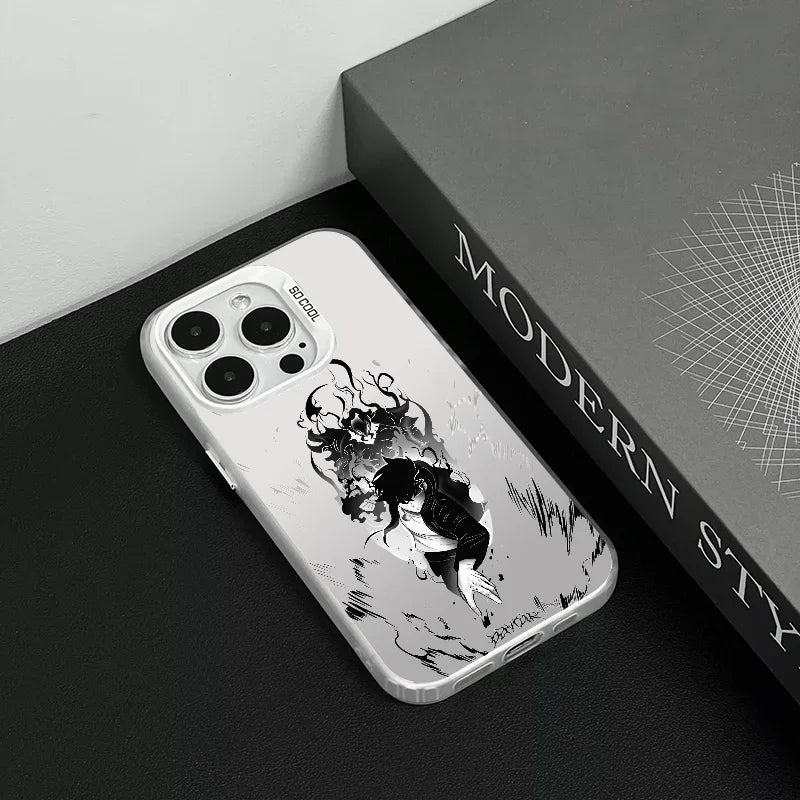 1PC Solo Leveling Cool Anime Phone Case Phone Case IMD color silver shell For iPhone 16 15 14 13 12 11 Pro Max Plus