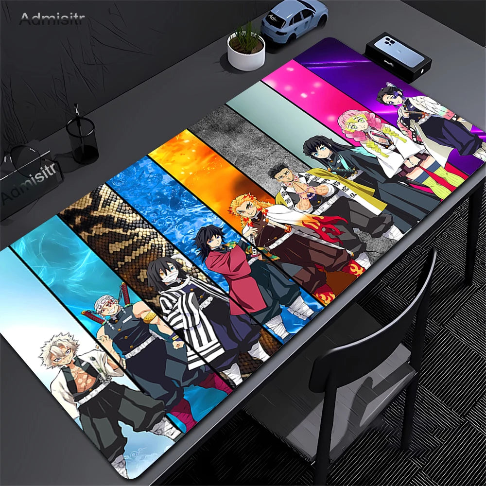 Anime Demon Slayer Gaming Mouse Pad Rubber Mat Deskmat Keyboard Pads Cartoon Cute Mousepad Kawaii Pc Accessories Mouse Mats Xxl