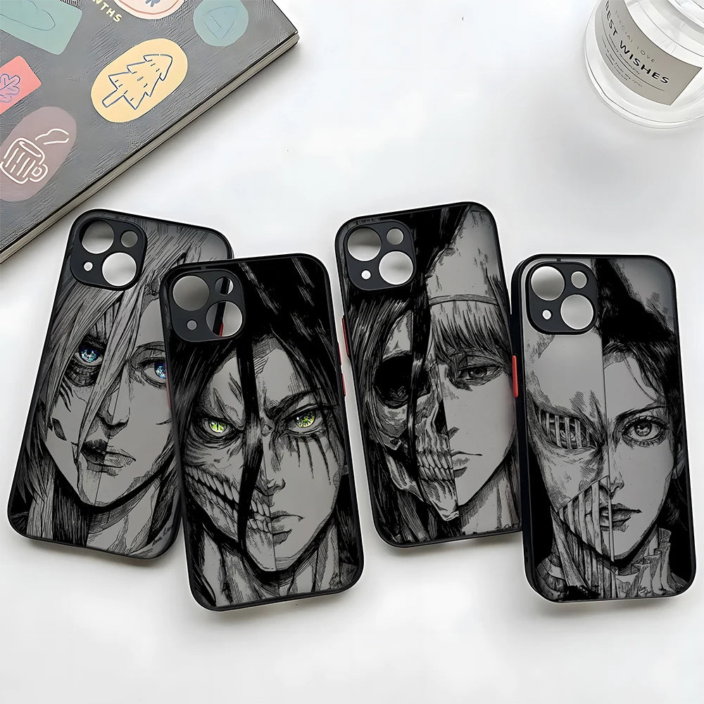 Luxury Attack On Titan Hot Anime Phone Case For iPhone 16 15 14 13 12 11 Mini Pro Max X XR XSMax 7 8 6 6s Plus Matte Clear Cover