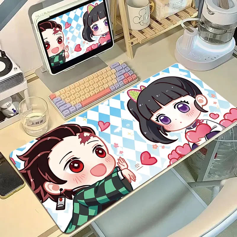 Demon Slayer Inspired Large Mouse Pad - XXL Cute Kawaii Anime Desk Mat for Girls, Non-Slip Keyboard Cover for Office & Laptop