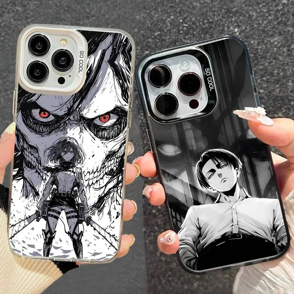 Luxury Hot Anime Attack On Titan Phone Case For IPhone 17 Air 16 15 14 13 12 11 Pro Max Plus Color Shockproof Back Silver Cove