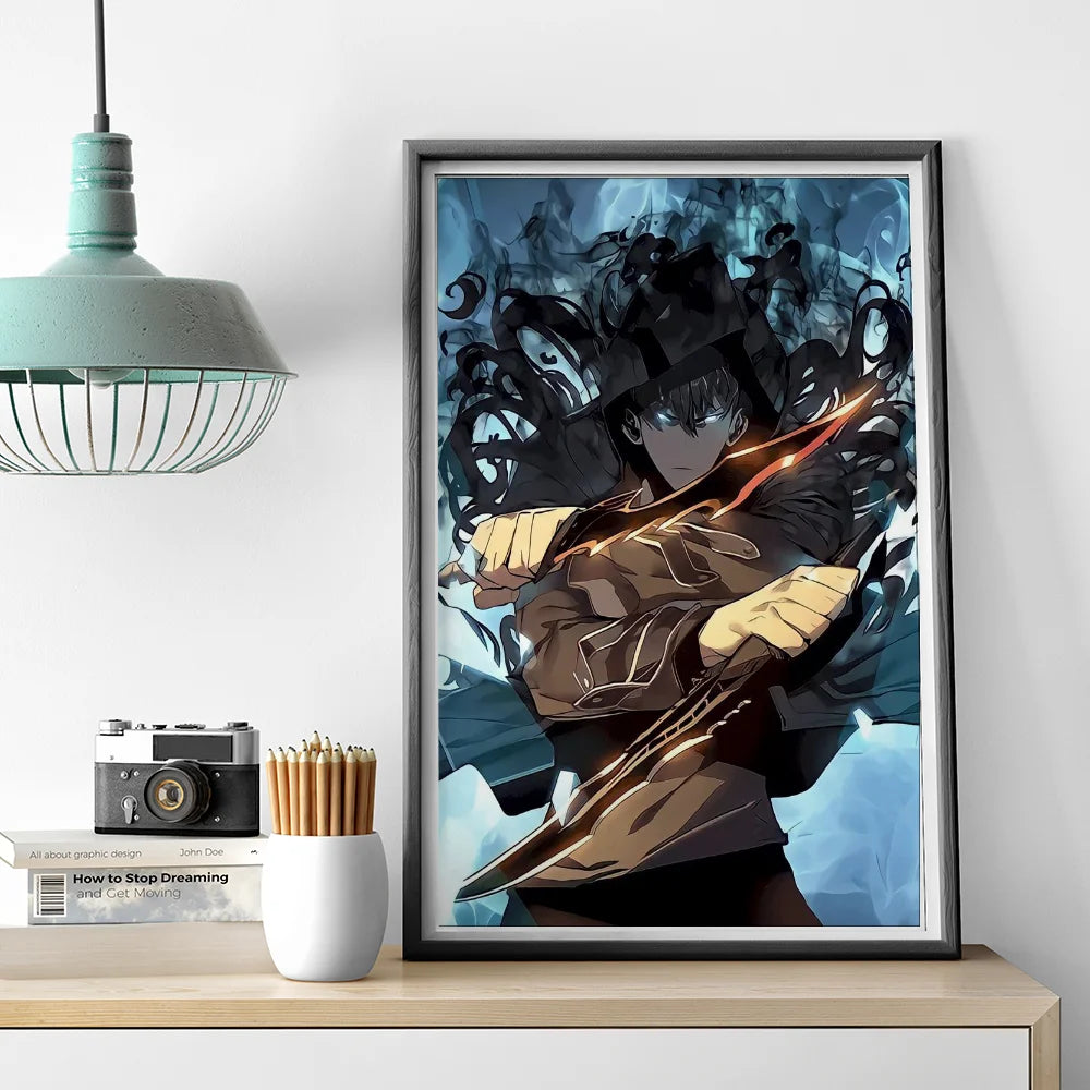 1PC Solo Leveling Poster Self-adhesive Art Waterproof Paper Sticker Coffee House Bar Room Wall Decor