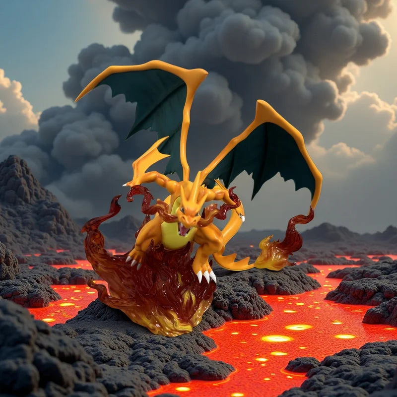 20cm Zxz Pokemon Anime Peripheral Figurine Mega Charizard Y Action Figures Luminous Base Decor Toy Gk Statue Collect Model Toy