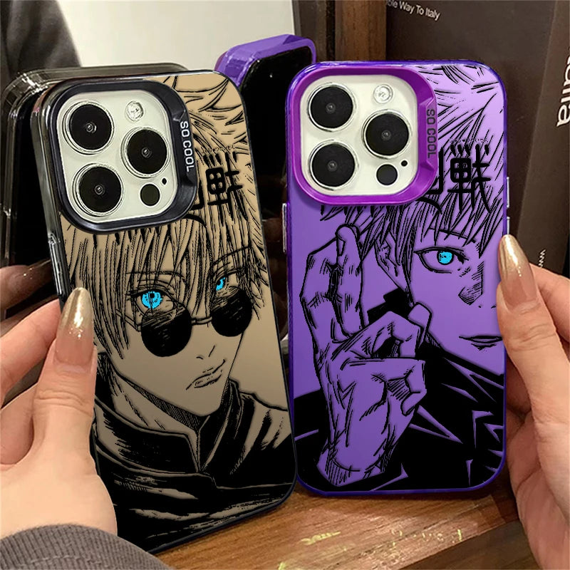 Jujutsu Kaisen Gojo Fashion For iPhone 15 14 13 12 11 Pro Max XS Max X XR 7 8 Plus 6S Fashion Colorful Silver Phone Case