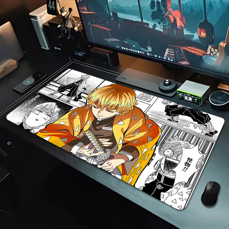 Demon Slayer Agatsuma Zenitsu Mouse Pad Gaming Accessories Office Gamer Desk Mat Non-Slip Laptop ground Large PC carpet Mousepad