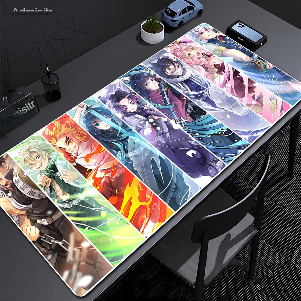Large Mouse Pad Demon Slayer Nezuko Cute Anime Mousepads Kawaii Table Mats Office Accessories Deskmat Rubbe Lockedge Mouse Mat