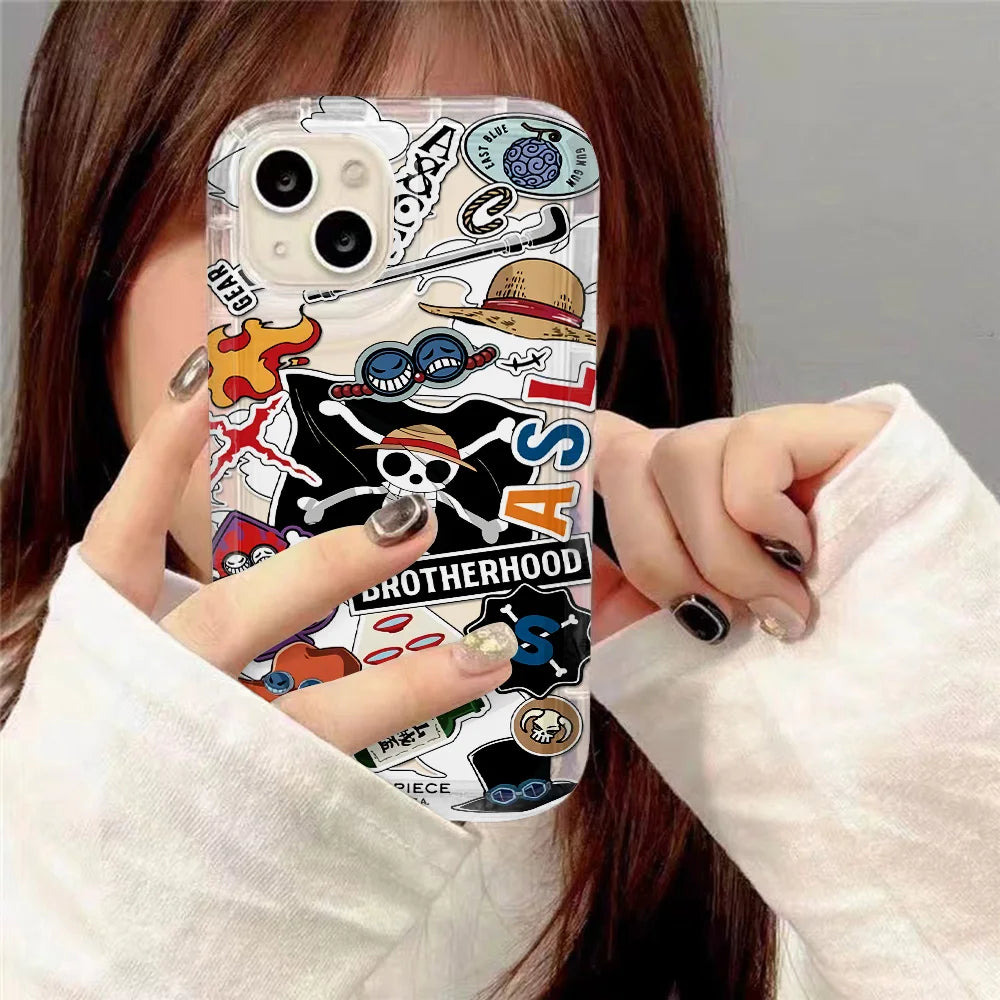 Anime O-One P-Pieces Clear Case for IPhone 16 15 14 13 12 11 Pro Max 14 15 7 8 Plus X XR XS Max SE2020 Airbag Shockproof Cover