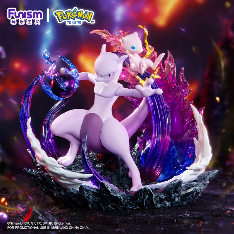 Pokemon Anime Action Figures Mewtwo And Mew Funism Original Genuine Home Model Figurine Desktop Collection Ornaments Toy Gift