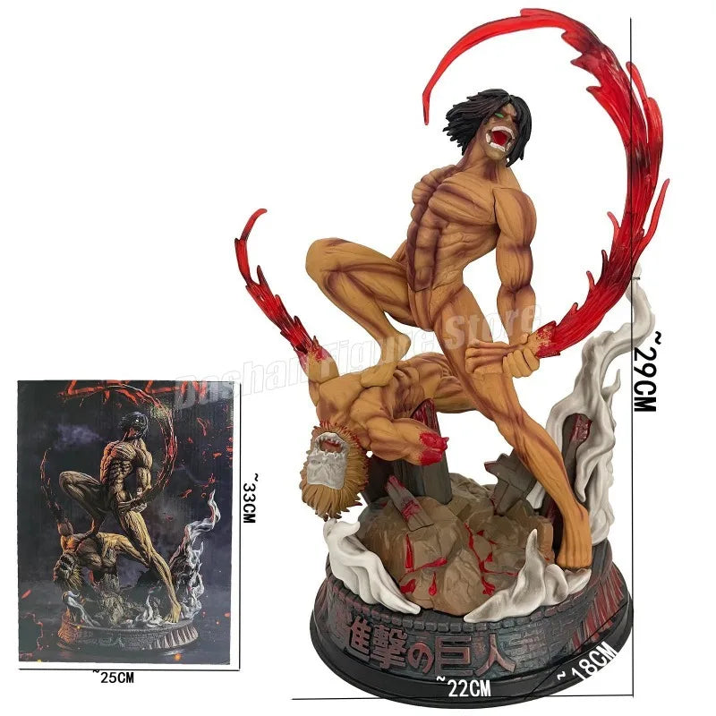 Anime Attack on Titan Action Figure Eren Jaeger Statue PVC Collectible Model Shingeki no kyojin Combat Form Eren Figurine Toys
