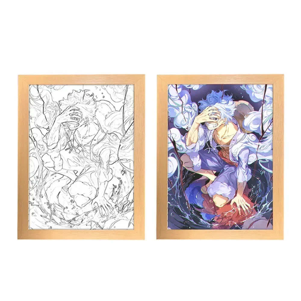 One Piece Creative Photo Frame Night Light Toy Anime Character Luffy Zoro Night Light Bedside Decoration Painting Christmas Gift