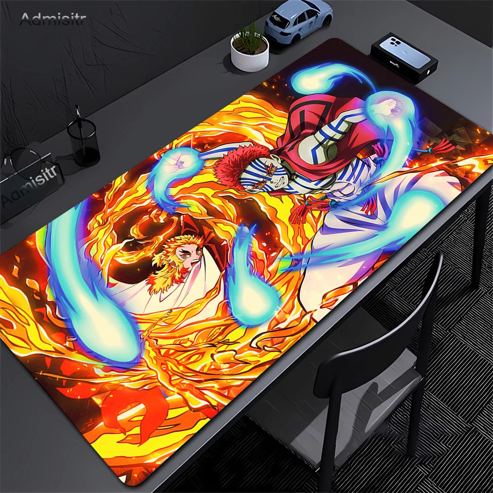 Anime Demon Slayer Gaming Mouse Pad Rubber Mat Deskmat Keyboard Pads Cartoon Cute Mousepad Kawaii Pc Accessories Mouse Mats Xxl