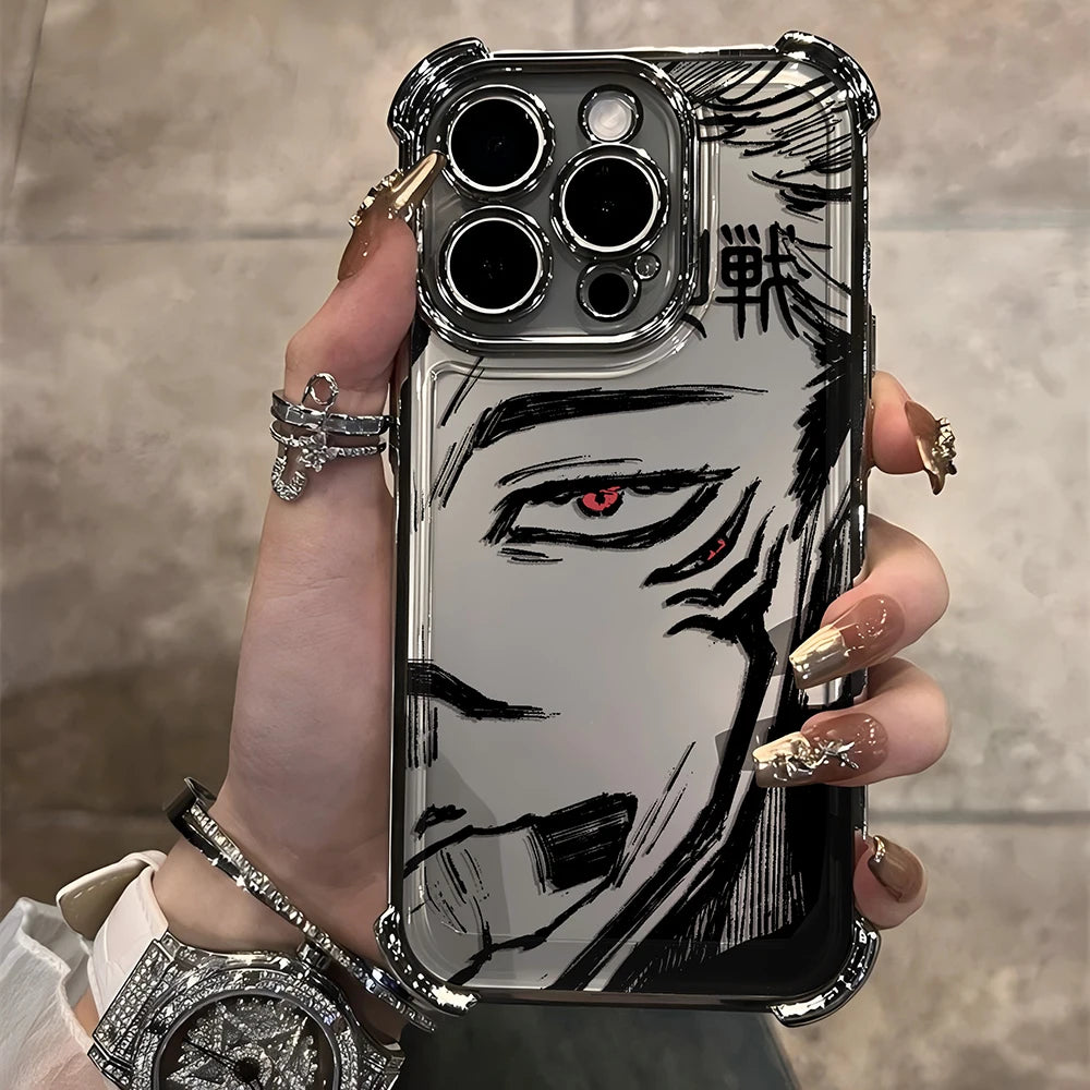 Jujutsu Kaisen Gojo Satoru New Plating Case For iPhone 16 15 14 13 12 11 Pro Max X XR XSMax 7 8 Plus Shockproof Anti-Fall Armor