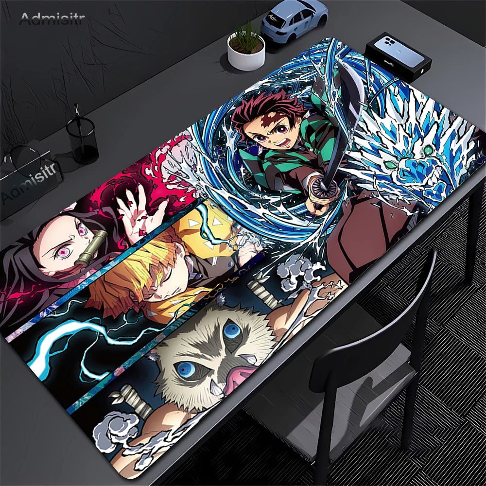 Large Mouse Pad Demon Slayer Nezuko Cute Anime Mousepads Kawaii Table Mats Office Accessories Deskmat Rubbe Lockedge Mouse Mat