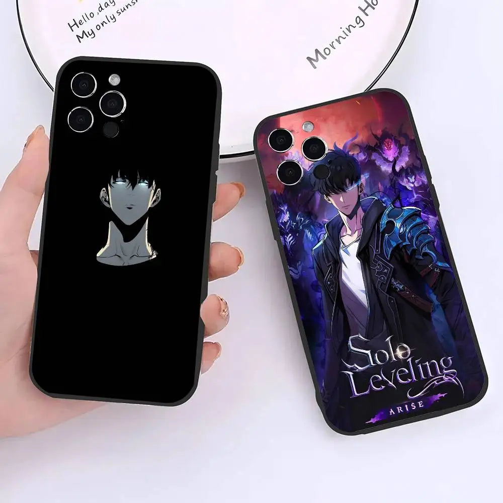 1pc Solo Leveling Anime Phone Case Silicone Soft For IPhone 16 15 14 13 12 11 X XR Plus Pro Max Plus