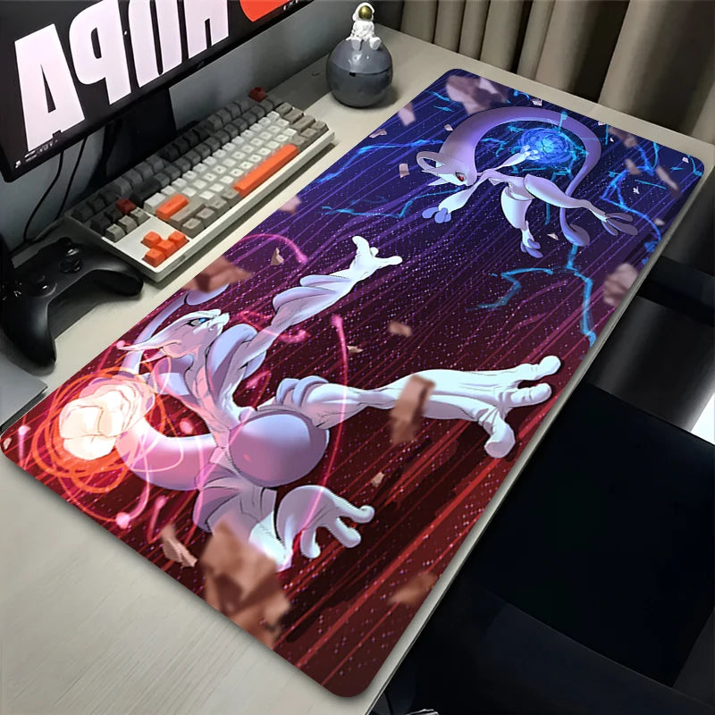 Purple Mouse Pad Large Gamer P-pokemon Mewtwo Keyboard Desk Mat XXL Carpet Rubber Tapis Souris PC Gaming Accessories Mousepad