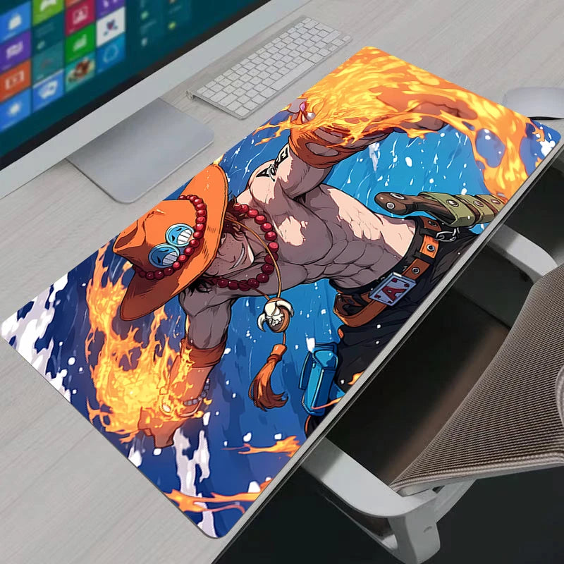 One Piece Portgas·D· Ace Mouse Pad Notbook Gamer Keyboard NonSlip Rubber Computer Carpet Desk Mat PC Gaming MousePad Youth Gifts