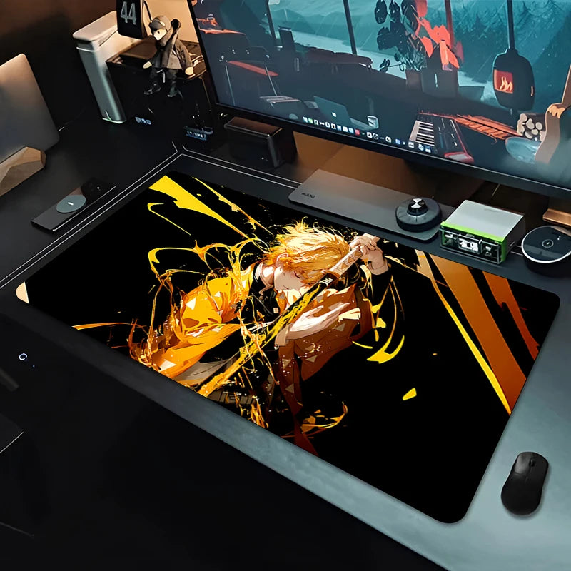 Demon Slayer Agatsuma Zenitsu Mouse Pad Gaming Accessories Office Gamer Desk Mat Non-Slip Laptop ground Large PC carpet Mousepad