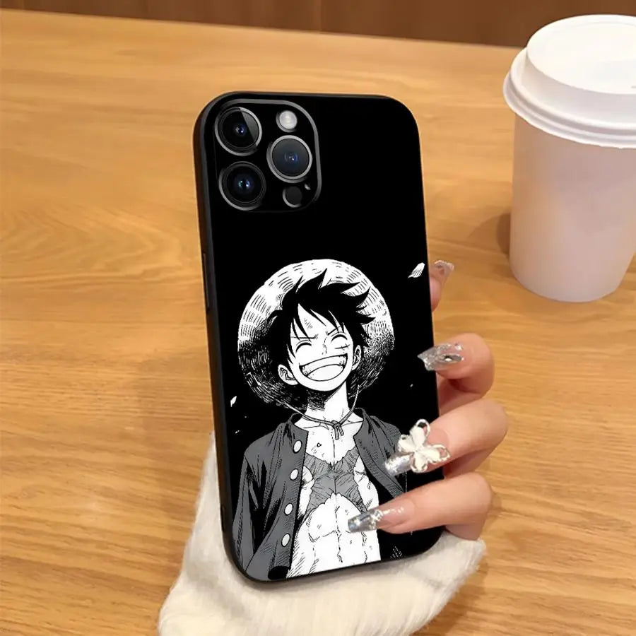 One Piece Zoro Luffy Portgas D Ace Black Soft Phone Cover Case for iPhone 15 16 14 Plus 13 12 11 17 Pro Max XR XS 17Air 7 8