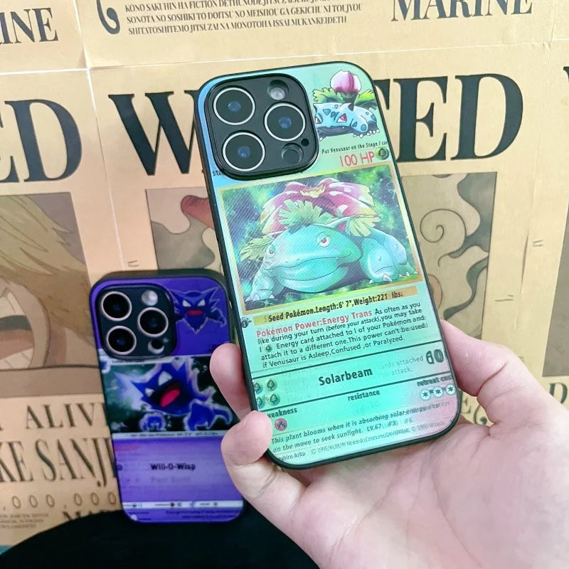 3D Grating Card Pokemon Charizard Phone Case for iPhone 16 15 14 13 11 12 17 Pro Max Plus Mini Air Blastoise Venusaur Back Cover