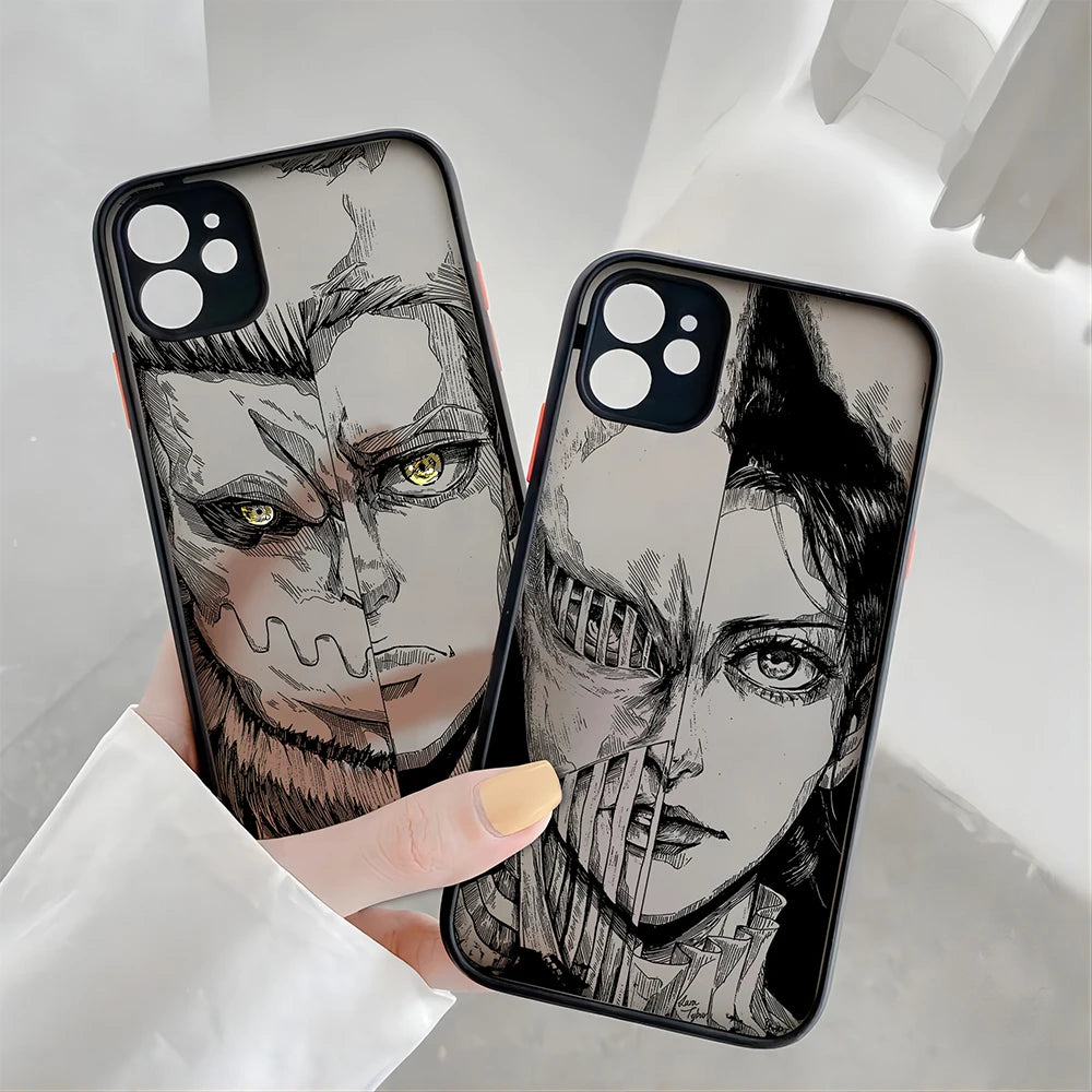 Luxury Attack On Titan Hot Anime Phone Case For iPhone 16 15 14 13 12 11 Mini Pro Max X XR XSMax 7 8 6 6s Plus Matte Clear Cover