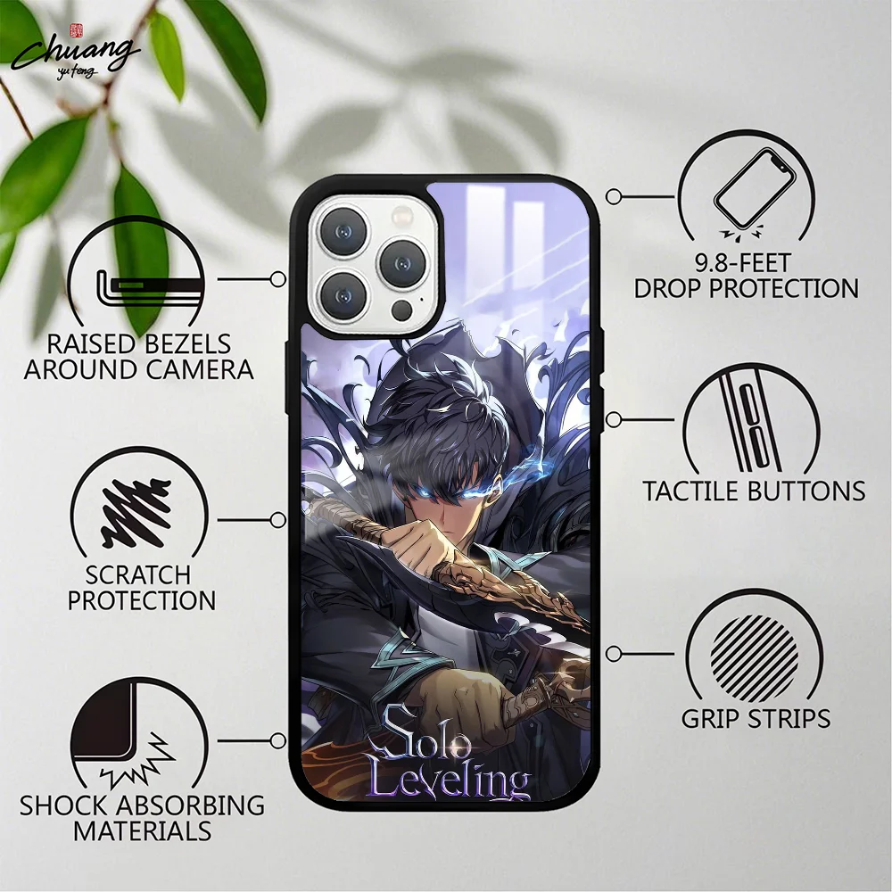Solo Leveling Season Phone Case For 11 12 13 14 15 16Pro Max Mini Plus Frosted Mirror Phone Cover
