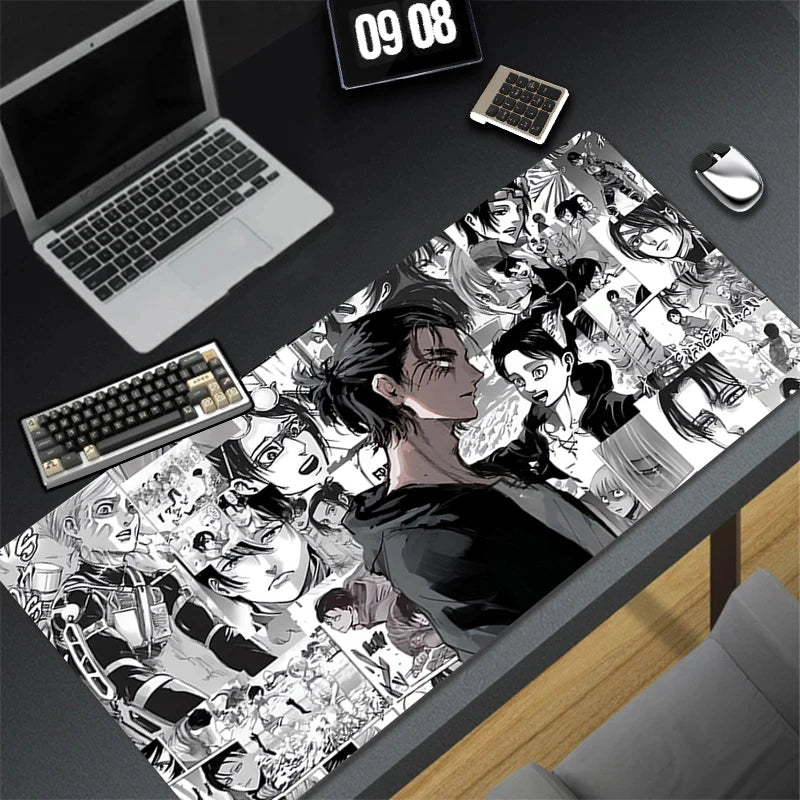 Computer Gaming Accessories Mousepad Office A-attack on Titan Eren Yeager Mouse Pad Keyboard Pad Desk Decoracion Anime Desk Mat