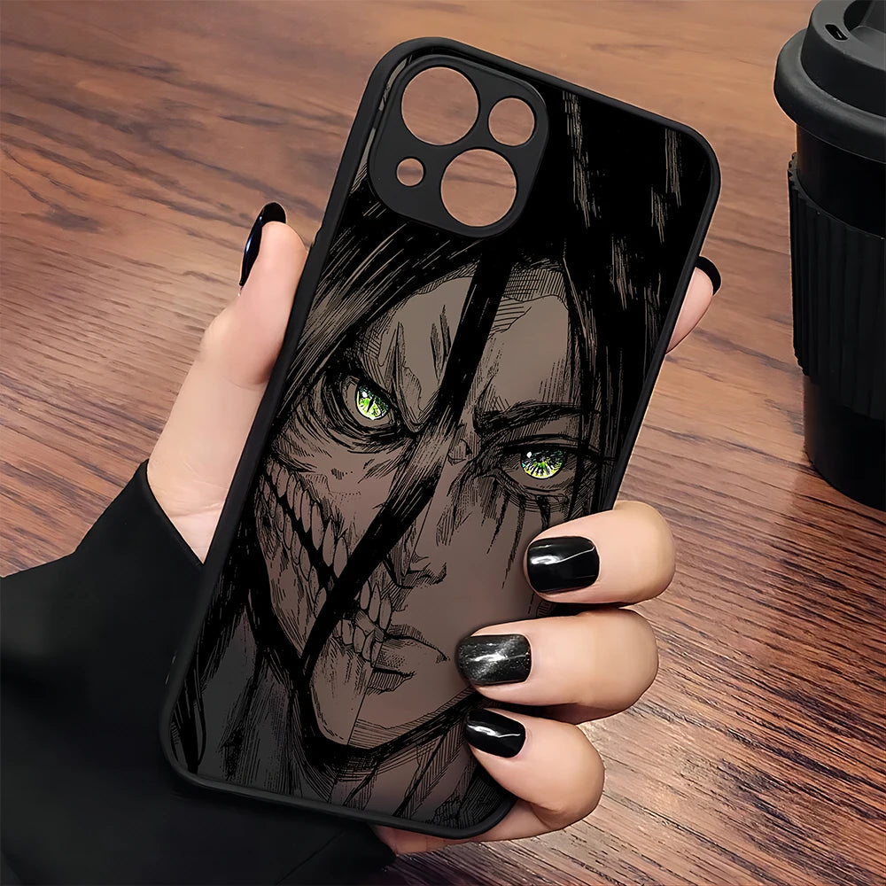 Luxury Attack On Titan Hot Anime Phone Case For iPhone 16 15 14 13 12 11 Mini Pro Max X XR XSMax 7 8 6 6s Plus Matte Clear Cover